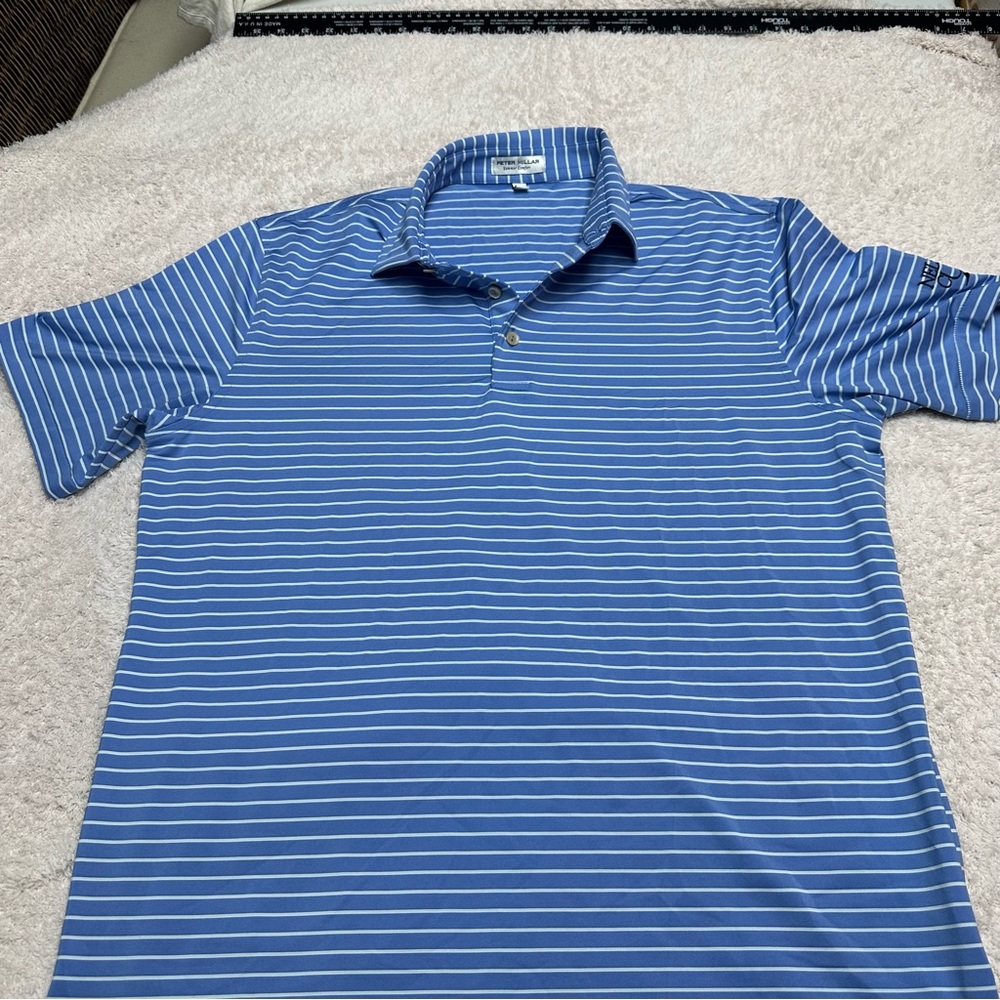 Peter Millar Nelson Cup Blue Striped Men's Polo Shirt